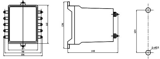 JZS-145外形及安装开孔尺寸图
