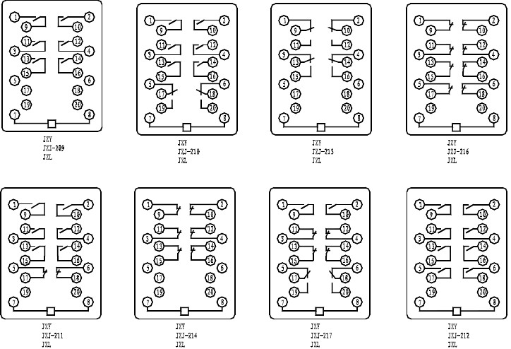JZJ-210,JZY-210中间继电器接线图图
