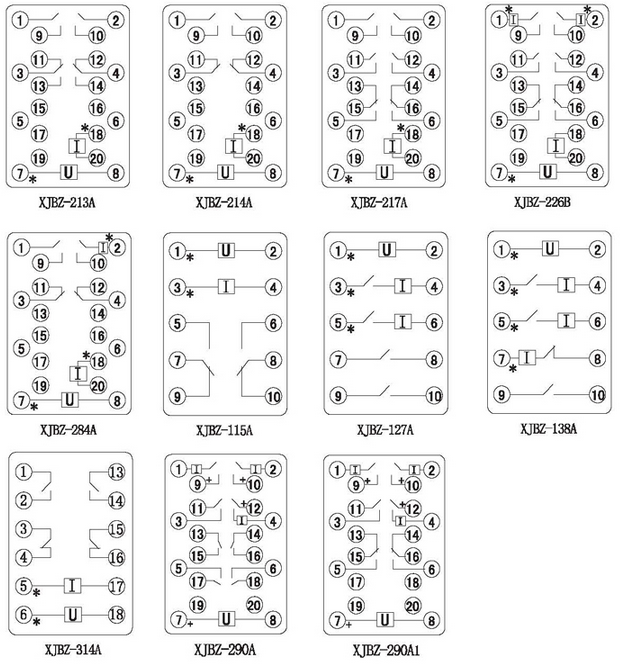 XJBZ-115A防跳中间继电器内部接线图